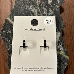 Stainless Steel Black Earrings